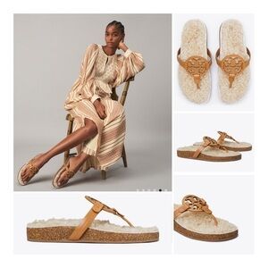 Nwob Tory Burch Miller Cloud Shearling - Caramel Corn/Buttermilk